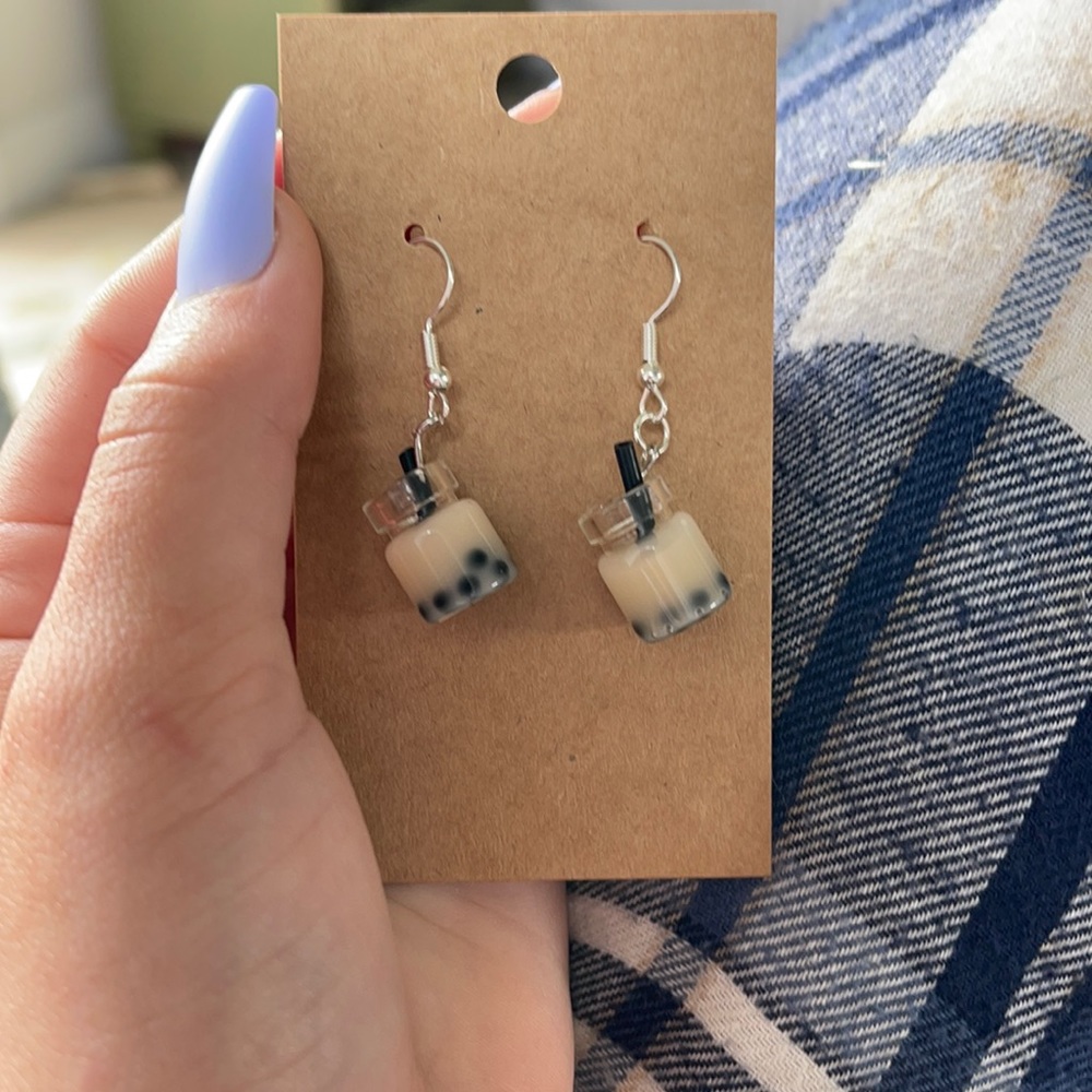 Little boba earrings:)